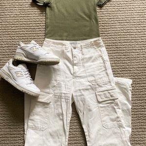 White Cargo Pants Jeans from ZARA Size Small